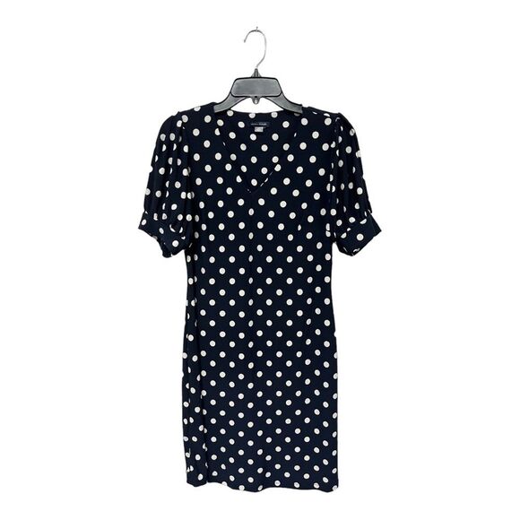 NWOT Tommy Hilfiger | Puff Sleeve V Neck Polka Dot Navy White Mini Dress 8 - Picture 1 of 7
